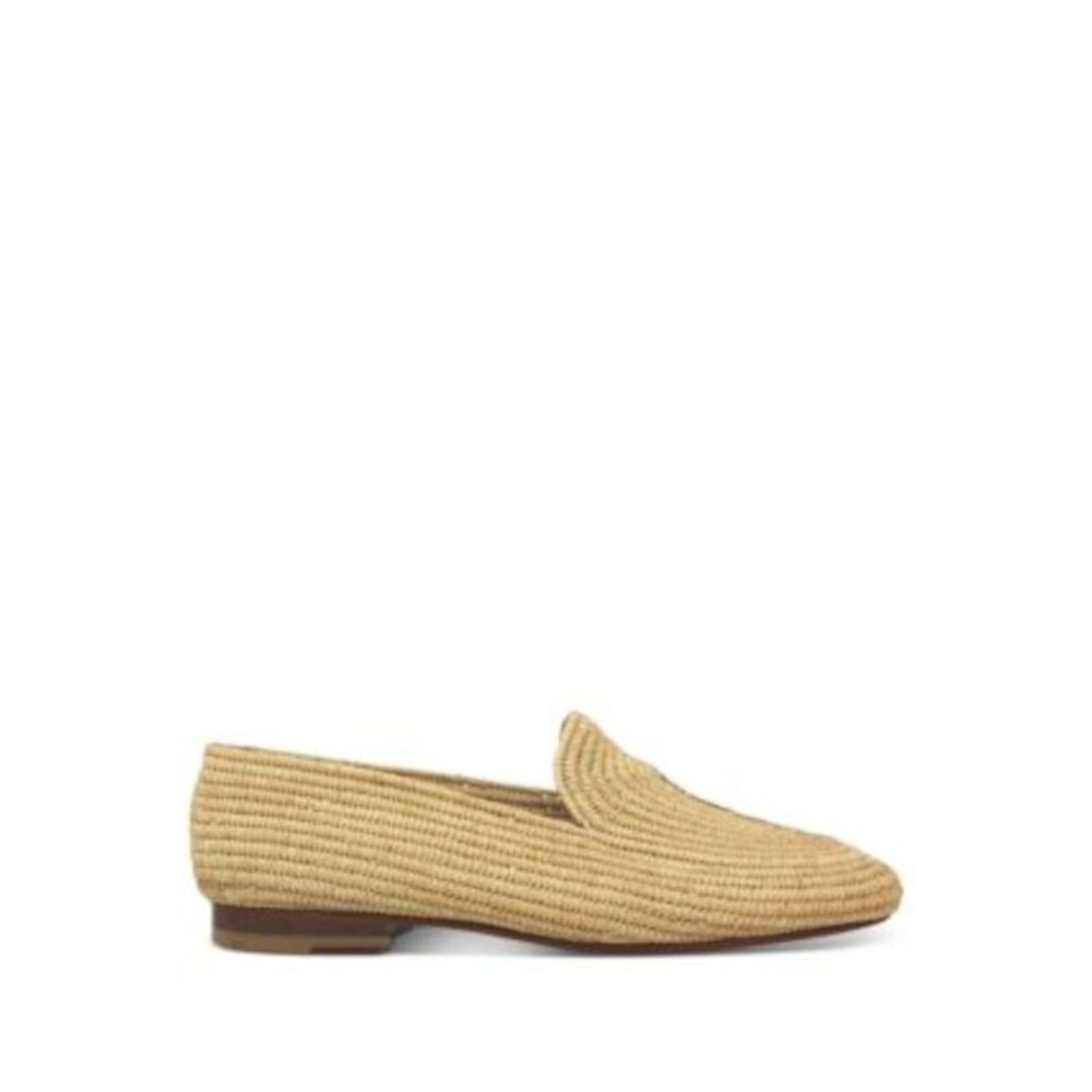 CARRIE FORBES Womens Beige Raffia Atlas Round Toe Slip On Loafers Shoes 39 - Picture 2 of 4